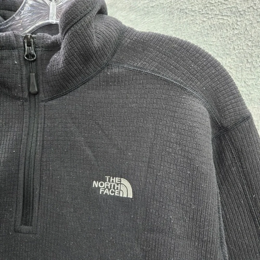 the North Face Men Sweater XL‎ Black Fleece Lined Logo 1/4 Zip Mock Neck